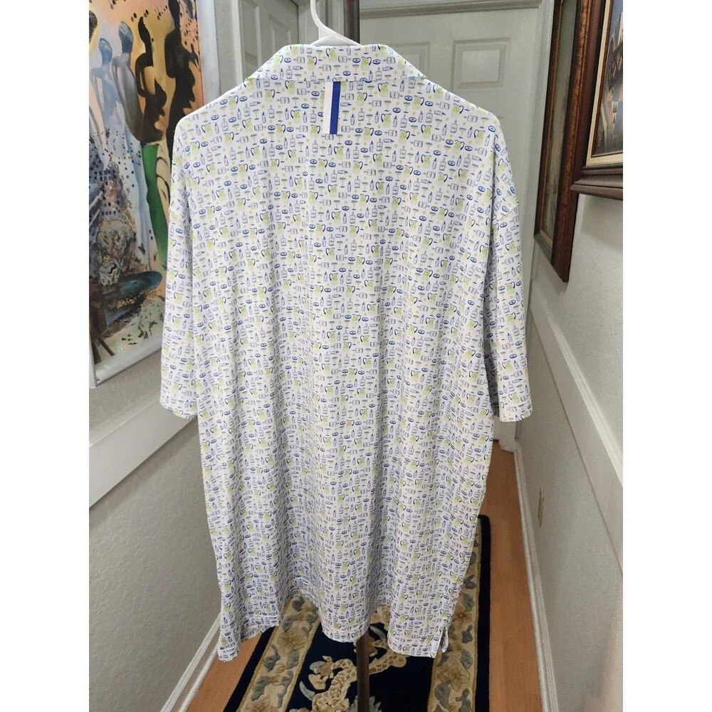 Men'sRhoback 3XL Performance Polo Short Sleeve Shirt XXXL Blue & Green Cocktails - Picture 9 of 14